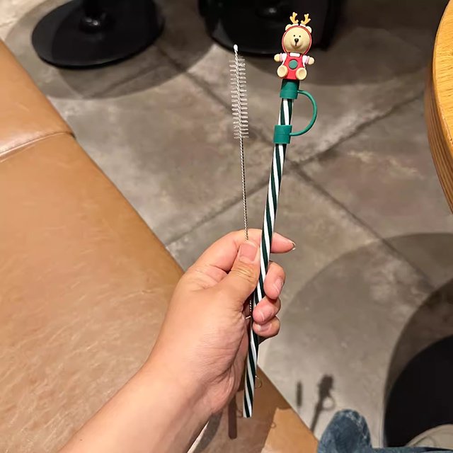 1 tapa de silicona con forma de oso para pajita, de 7 a 8 mm, reutilizable, a prueba de salpicaduras y polvo, para accesorios de vasos
