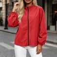 thumbnail image 2 of HAiming Women's Lightweight Jackets Long Sleeve Full Zip Casual Jackets Summer Fall Going out Jackets with Pockets, 2 of 5