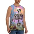 thumbnail image 2 of Pofeuu Sky Sunflower Skull Print Men's Muscle T-Shirt, Sleeveless, Muscle Tank, Classic Muscle Tee Top For Men Casual Sleeveless Muscle T-Shirt Trendy Clothes-3X-Large, 2 of 7