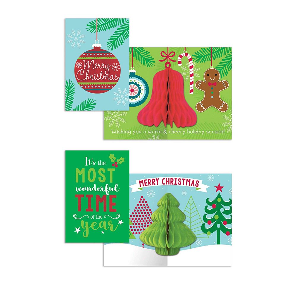 BTHERE Bundle of 16 PopOut Christmas Cards, Assorted