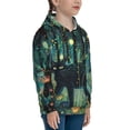thumbnail image 3 of Lsque Mystical Black Cat Fireflies Patten Youth Hoodie Sweatshirt Pullover with Kangaroo Pocket Boys and Girls Hoodie Warm Hoodie for Kids-X-Large, 3 of 6
