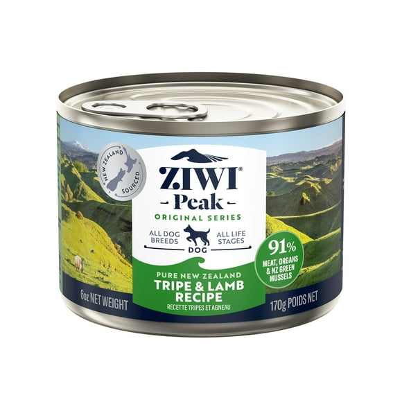 ZIWI Peak Canned Wet Dog Food â All Natural, High Protein, Grain Free, Limited Ingredient, with Superfoods (Tripe & Lamb, Case of 12, 6oz Cans)