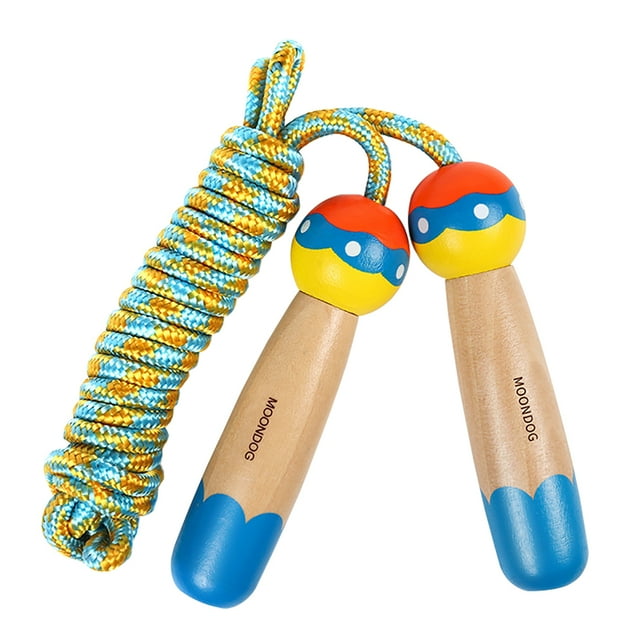 Kids Jump Rope Cute Cartoon Adjustable Wood Handle Skipping Rope Exercise Rope