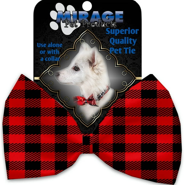 Buffalo plaid dog bow hot sale tie