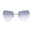 thumbnail image 2 of Diva Leopard Jewel Hinge Rimless Curved Wrap Lens Sunglasses Gold - Smoke, 2 of 4