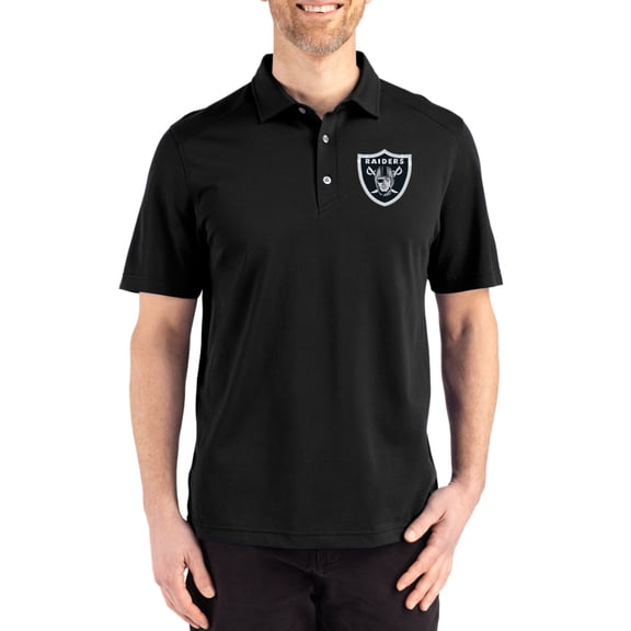 Men's Cutter & Buck Black Las Vegas Raiders Big & Tall Advantage Refresh Epic Confidence Recycled Tri-Blend Pique Polo