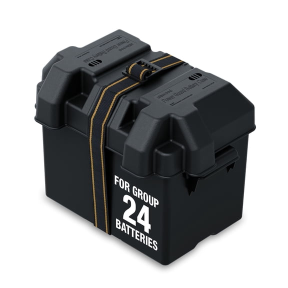 Attwood Group 24 Black Vented Marine Battery Box with Hold-Down Strap
