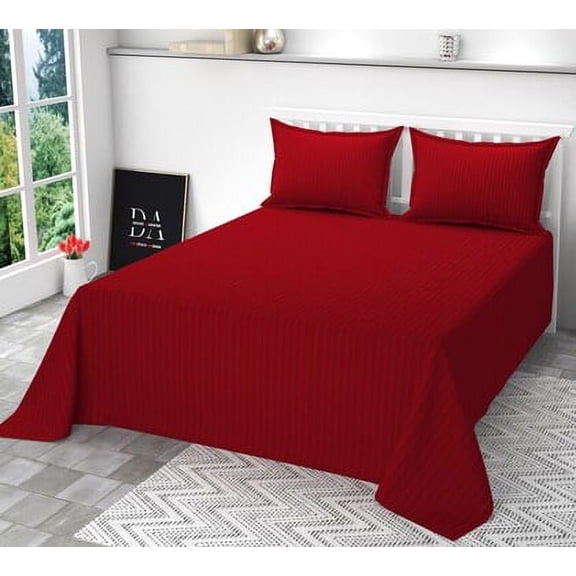 Indian Cotton Stain Strip Bedsheets , 400 TC Premium Cotton Bedsheets for Home , Hotels & Guest House Size ( King 90" x 108" )