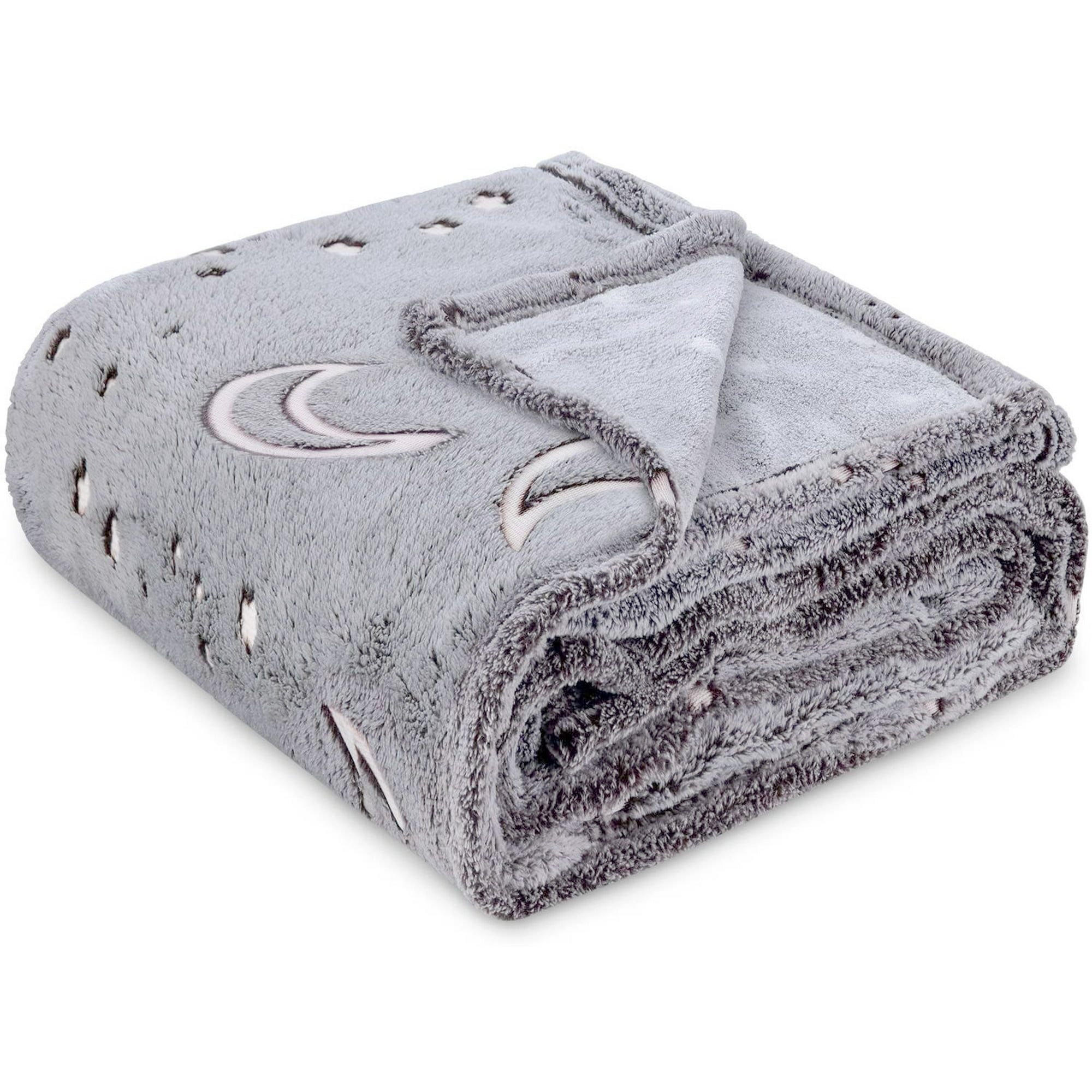 Mialoley Soft Glow In The Dark Throw Blanket With Star Moon Pattern Gray Gray 120cm 150cm