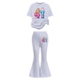 thumbnail image 3 of Childrens Outfits Stylish Flared Pants Top Comfy To Fashion Boys and Girls Outfits,White,Size 7 -8 Years, 3 of 5