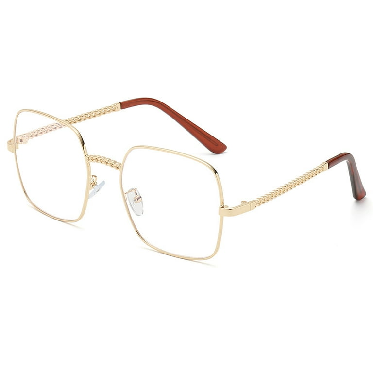 Ycnychchy Square Fashion Plain Face Eyeglass Frame Women's Vintage Literature Glasses Frame Anti Blue Light Myopia Clear Eye, Adult Unisex, Size: One