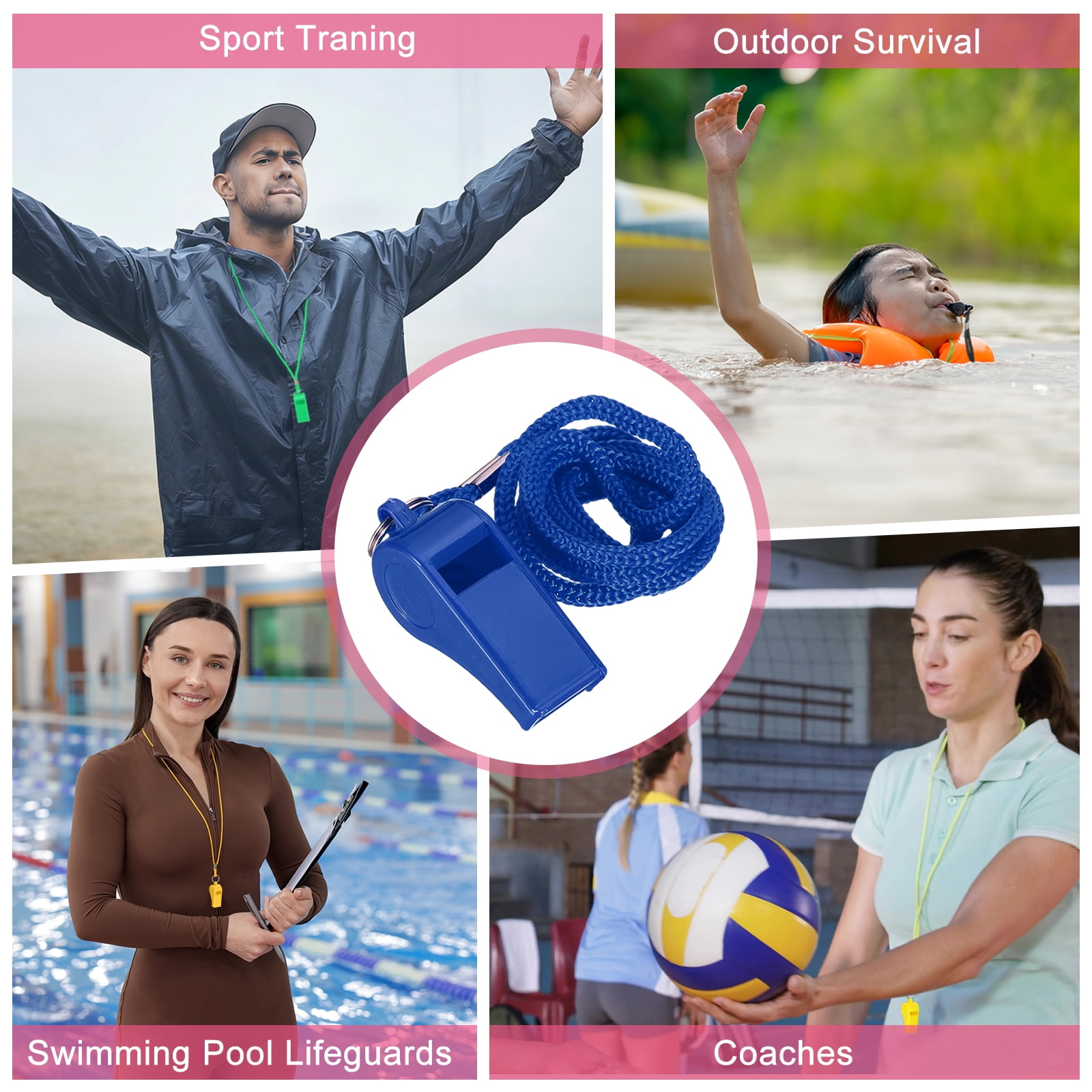 Uxcell Plastic Whistles with Lanyard, Training Sports Gather Whistles Loud Crisp Sound Colorful Bulk Whistle 36 Pcs & Blue -Fitting for (Coaches/Referee/Outsides/Team Events)