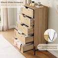 thumbnail image 4 of Bingirl 5 Drawer Oak Rattan Dresser: Farmhouse-Style Wooden Chest with Metal Legs for Bedroom & Entryway Storage, 4 of 7