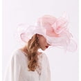 thumbnail image 4 of Women Derby Church Hat Organza Flower Wedding Tea Party Fascinator Hat Wide Brim Sun Hat, 4 of 5