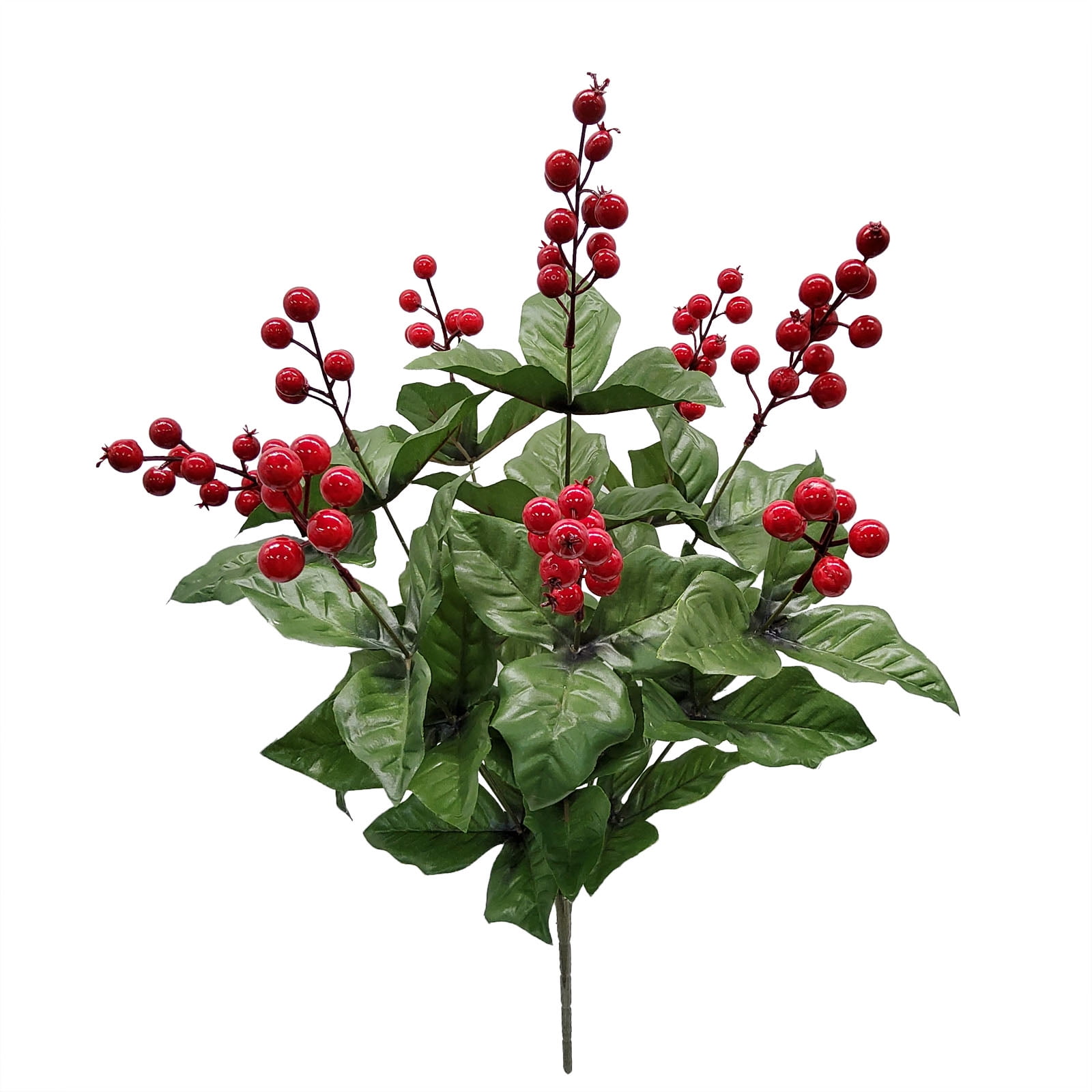 Mainstays Artificial Plant Red Berry Bush With Leaves