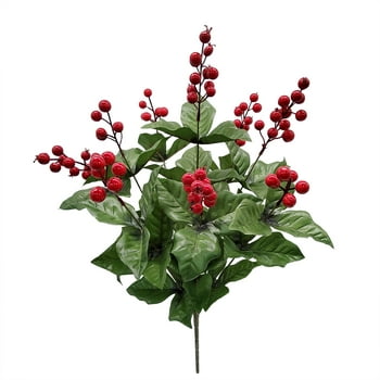 Mainstays Artificial  Red Berry Bush With Leaves