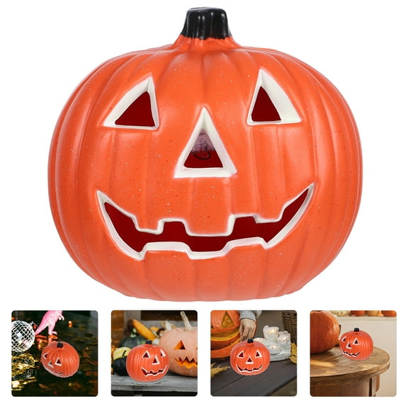 IMIKEYA Electric Jack O Lantern Pumpkin Orange Plastic Light Emitting 1Pack