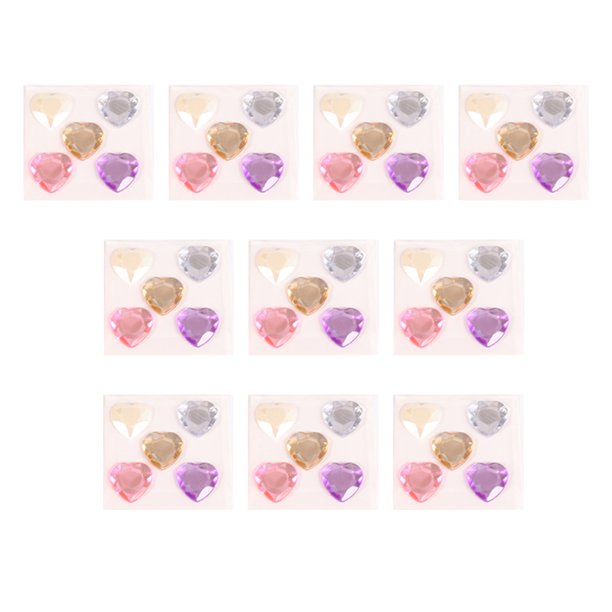 Inteprter Pegatinas de diamantes de imitación de corazón, gemas de cristal acrílico, ropa de mano decorativa multiusos, collar para Artesanía Color surtido3