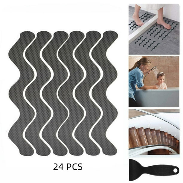 12/24Pcs Anti Slip Strips S WaveShaped Shower Stickers Colored Non Slip Bath Safety Strips for