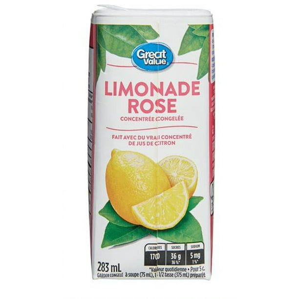 Limonade rose concentrée congelée Great Value 283 mL