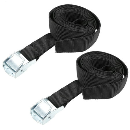 Buckle Tie Down - 1.5M x 25mm Lashing Strap Cargo Tie Down Straps Cam Lock Buckle Up to 250Kg, Black, 2 Pcs