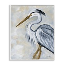 Stupell Industries Muted Blue Heron Animals & Insects Painting White Framed Art Print Wall Art, 16 x 20