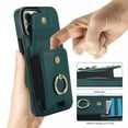 thumbnail image 3 of Dteck Card Slots Wallet Case for iPhone 15 Pro,Shockproof Premium PU Leather Kickstand Protective Cover with Ring Holder Back Case,Green, 3 of 8