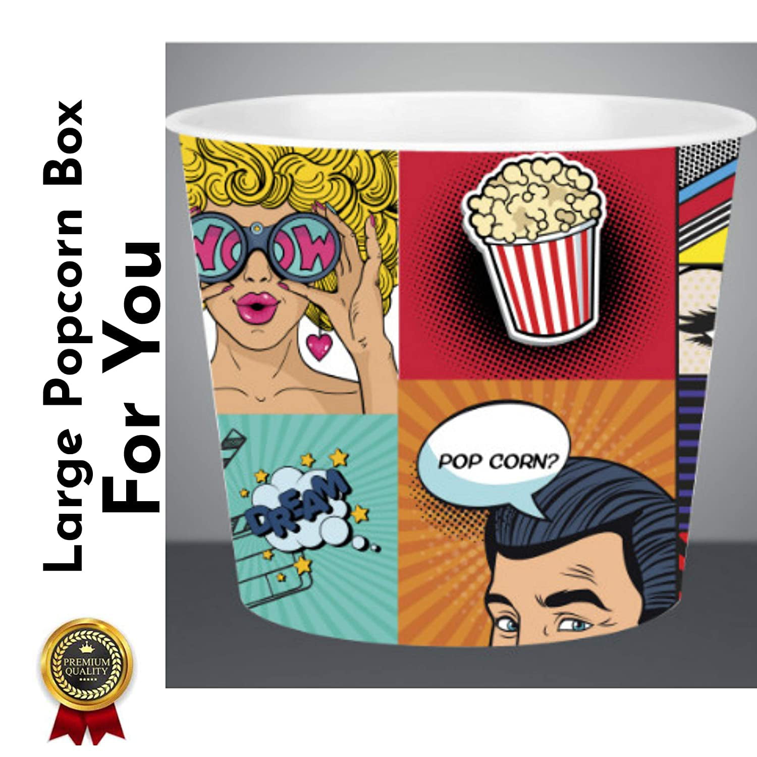 Color: Animated Popcorn Boxes Large 146 oz ANIME, 4 Modern Style Reusable Plastic Popcorn Containers / Popcorn Bowls Set for Movie Theater Night - BPA Free-4 Pack- 146 oz 