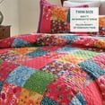 thumbnail image 3 of CHARRYARN Twin Size Quilt Set - Comforter Set Red Bedding Sets, Soft Coverlet Patchwork Reversible Lightweight Bedspread with 1 Pillow Shams, (68"x90", 2 Pieces), 3 of 7