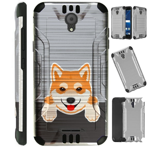 WORLD ACC Silver Guard Compatible with Cricket Icon | AT&T Radiant Core Case Slim Hybrid Phone Cover (Cute Dog Siberian