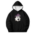 thumbnail image 2 of BLTIBY Girls Boys Halloween Hoodie Sweatshirts Casual Pullover Pumpkin Graphic Fleece Tops Stylish for Casual Daily Wear with Pockets Black 8 3-4 Years, 2 of 9
