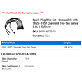 thumbnail image 2 of Spark Plug Wire Set - Compatible with 1955 - 1957 Chevy Two-Ten Series 3.8L 6-Cylinder 1956, 2 of 2