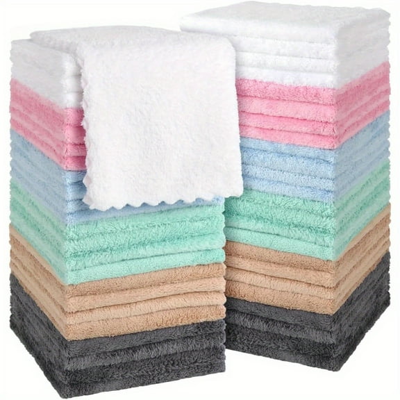 Home Washcloths 20 Pack 10x10 Inches Microfiber Coral Fleece Extra Absorbent and Soft for skin
