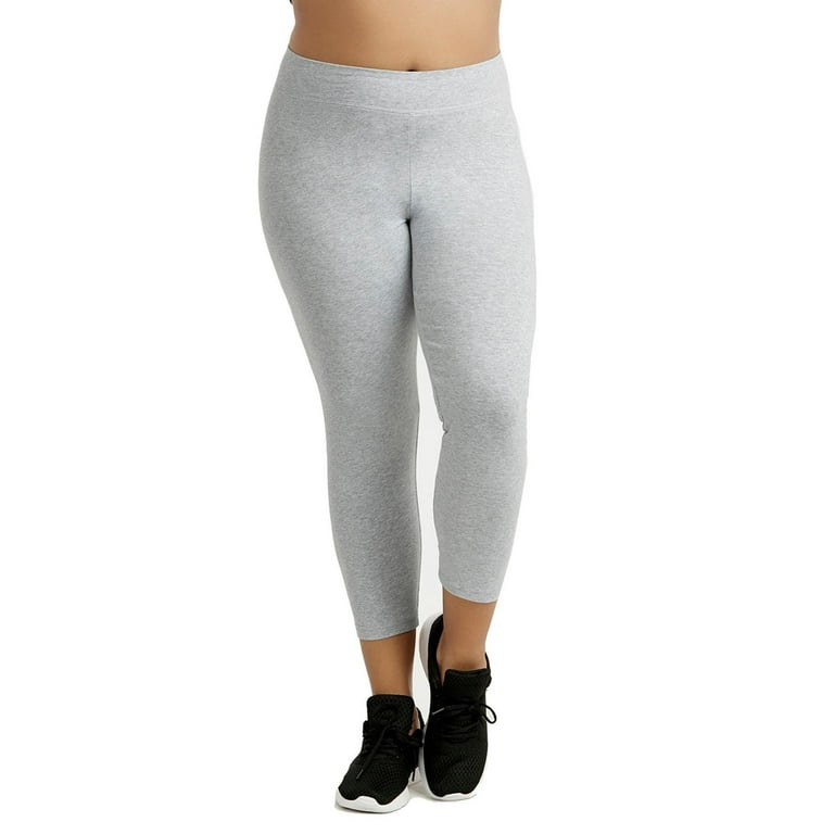 Ladies Cotton Capri Leggings Plus Size, Gray, Size: 1X, Sofra