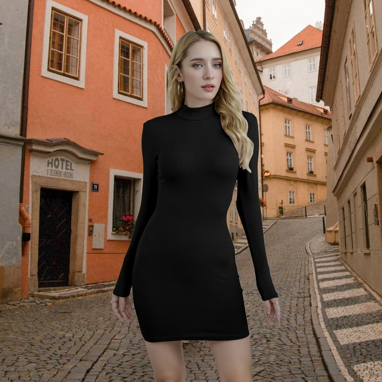 Mini Dress Black Ribbed High Neck Dress VICHVVY Women's Long Sleeve Dress Mock Neck Basic Ribbed Slim Fit Bodycon Mini Pencil Dresses Black XS Mini Dress Black Ribbed High Neck Dress VICHVVY Women's Long Sleeve Dress Mock Neck Basic Ribbed Slim Fit Bodycon Mini Pencil Dresses Black XS