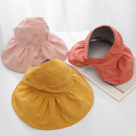 TABLZONE Yellow Wide Brim Sun Protection Hat Premium Cotton Portable Lightweight Durable 1Pc