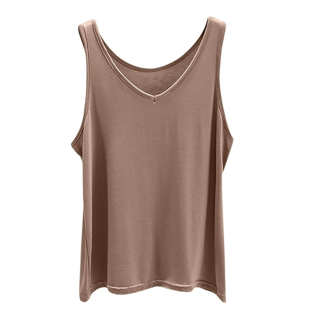 Timegard Débardeurs pour Femmes Col en V Ample Confortable Couleur Unie Sans Manches T-Shirt Pyjama Décontracté d'Été