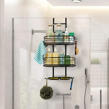3-Shelf Metal Hanging Bathroom Shower Caddy, Black