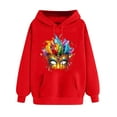 thumbnail image 3 of VBTAPA Womens Mardi Gras Hoodie Novelty 3D Graphic Printed Hooded Sweatshirt Carnival Themed Print Drawstring Long Sleeve Pullover Tops Parade Party Sweatshirt Red XL, 3 of 6