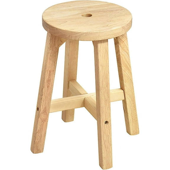 SEEKOL Round Wooden Stool,Solid Wood Stools,18 Inch Height Solid Wood Plant ,Small Wooden Stool for Bedroom Living Room