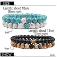 thumbnail image 2 of Conjunto de pulseras para parejas, pulseras de yoga con cuentas de piedra de lava natural, ojo de tigre, negras y blancas, para hombres y mujeres, con cuerda elástica., 2 of 5