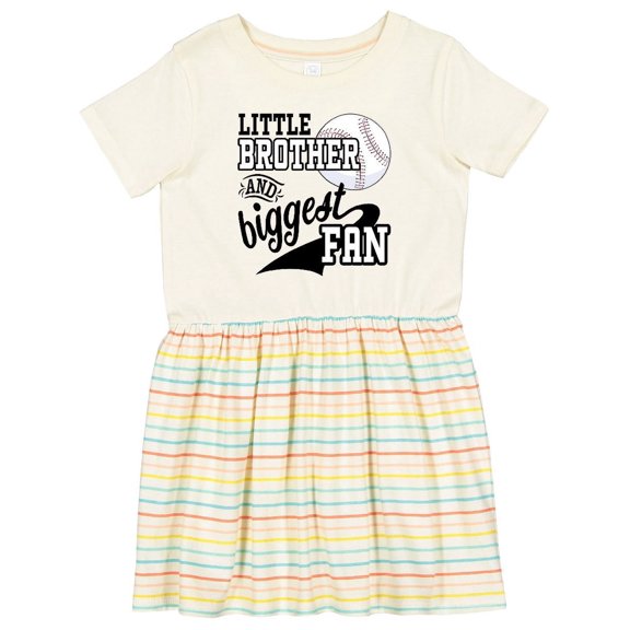 Inktastic Little Brother and Biggest Fan Baseball Family Fan Girls Toddler Dress
