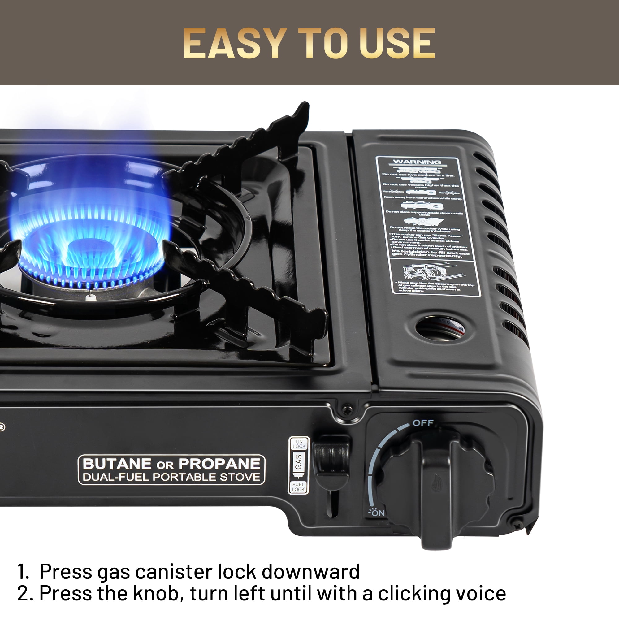 Cityout Dual Fuel Portable Camping Stove, Propane & Butane Gas Stove with Carrying Case for Emergencies, Outdoor BBQ