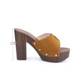 thumbnail image 2 of BLISSFUL STEP Women's Platform Block High Heels Buckle Slip on Sandals Brown (Size 6.5), 2 of 8