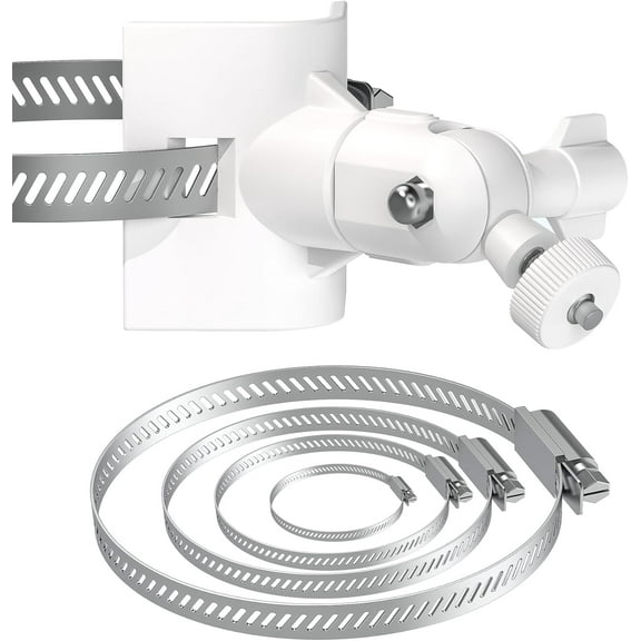 No-Drill 360° Stainless Clamp Mount – Universal Adjustable Bracket for Reolink, Nest, Arlo, Eufy, Wyze & More Outdoor Security Cameras (white)