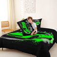 thumbnail image 4 of Castle Fairy Retro Racing Car Full Size Comforter Sets 3 Pieces for Kids, Race Flag Design Bedding Sets for Bedroom, Green Black,Black Reversible, 4 of 6