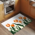 thumbnail image 2 of 2x3 Ft Entryway Area Rug, Orange Tulip Kitchen Rug Runner Washable Floor Mat, Watercolor Retro Elegant Botanical Non Slip Indoor Door Mat Throw Carpet for Bathroom Living Room Bedroom, 2 of 8