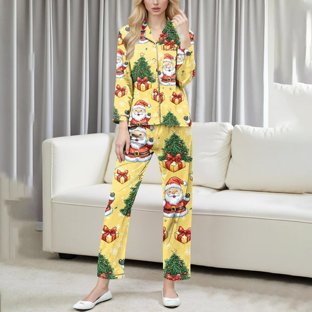 Conjunto de blusa y pantalón de manga larga con estampado de botones y cuello vuelto para mujer, blusa y pantalón de poliéster para mujer