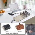 thumbnail image 4 of Estuche para gafas de sol de cuero PU plegable marrón con 3 ranuras, organizador de relojes de joyería, estuche colgante para gafas, caja de almacenamiento para hombres y mujeres, 4 of 5