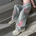 thumbnail image 4 of Afdoent Jeans For Girls Denim Pants Wide Leg Straight Fit Casual Trousers With Distressed Hem And Patch Design For Autumn Season 4-5 Years, 4 of 7